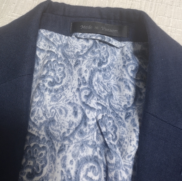 Lauren Ralph Lauren 100% Linen 2-Two Button Summer Suit Jacket Coat Navy Men 36S - Picture 4 of 10